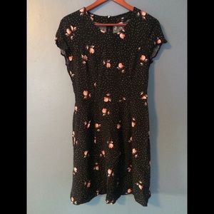 H&M floral polka dot dress with metal back zip